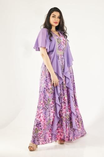 فستان طويل قبة سبه قصة مميزة على الاكتاف