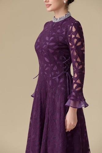 فستان ميد كم فرنسى “دانتيل أميري راقٍ” – أنوثة كلا...