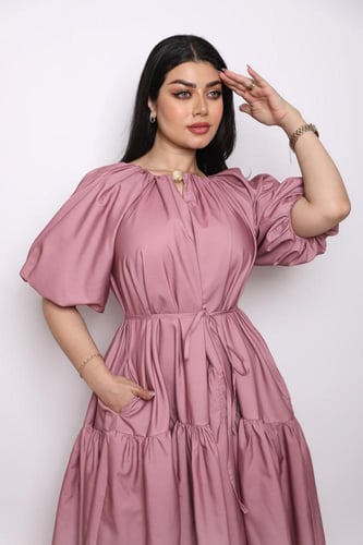 فستان زم اكمام نفخ