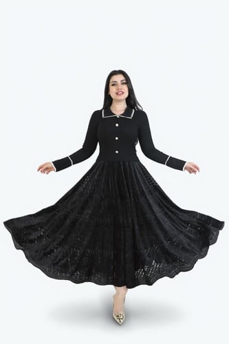 فستان ريب كلاسيك راقي – أناقة هادئة بتفاصيل ناعمة...