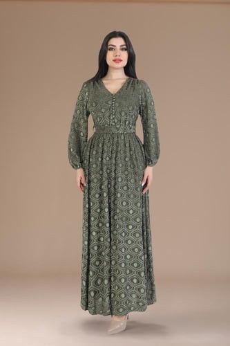 فستان “دفء النقشة” – أناقة هادئة بتفاصيل تراثية را...