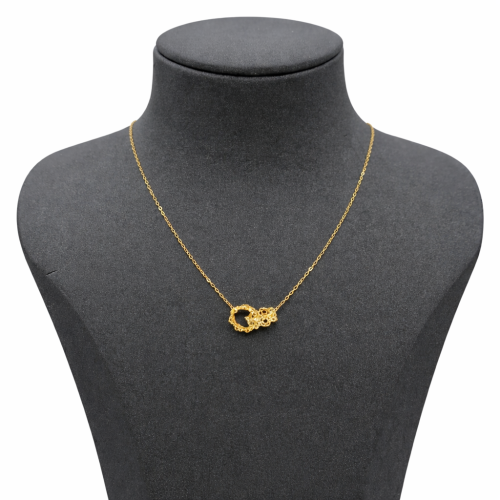 عقد ذهب عيار 21 وزن 2.82 جرام بتعليقة مزدوجة عصرية