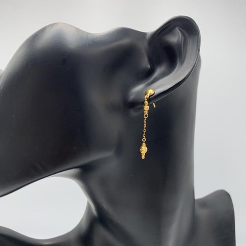 حلق بحريني ذهب عيار 21 بتصميم متدلي ناعم بكرات محف...