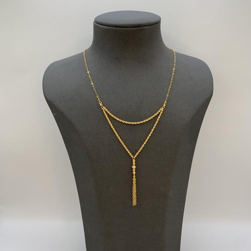 عقد ذهب عيار 21 وزن 2.5 جرام بتصميم طبقتين وتعليقة...