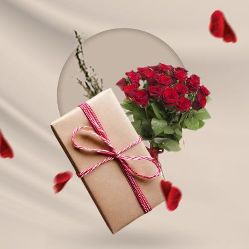 تغليف هدايا فاخر من ليفي ورد طبيعي وعبارات مخصصة -...