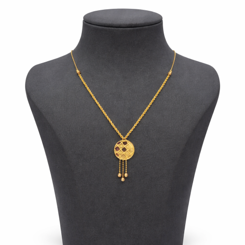 عقد بحريني ذهب عيار 21 وزن 2.9 جرام بتصميم دائري ه...