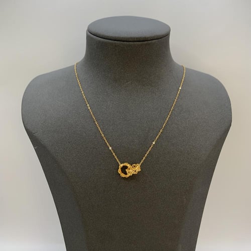 عقد ذهب عيار 21 وزن 2.82 جرام بتعليقة مزدوجة عصرية