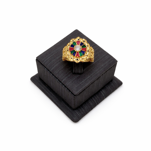 خاتم ذهب بحريني عيار 21 وزن 4.86 جرام بتصميم مرصع...