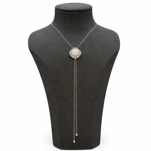 سبحة ذهب إيطالي ابيض عيار 18 وزن 4.7 جرام بتصميم ز...