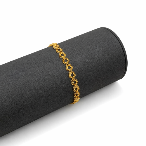 سوارة بحريني ذهب عيار 21 وزن 4.18 جرام بتصميم ورد...