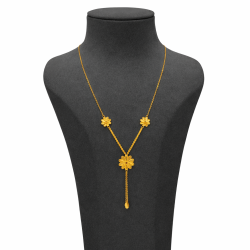 عقد بحريني ذهب عيار 21 وزن 3.3 جرام بتصميم زهري نا...