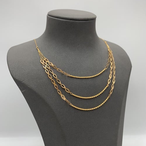 طقم ذهب بحريني عيار 21 وزن 3.83 جرام بثلاث طبقات أ...