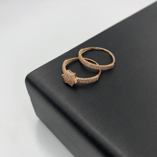 خاتم تونز ذهب عيار 21 – طقم مزدوج بفصوص دائرية متل...