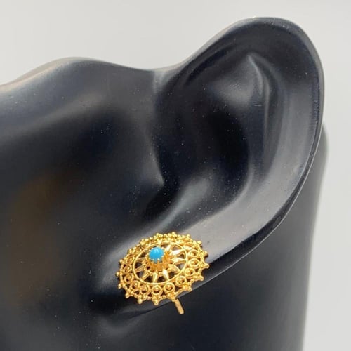 حلق بحريني ذهب عيار 21 بتصميم تراثي مستدير وحجر في...