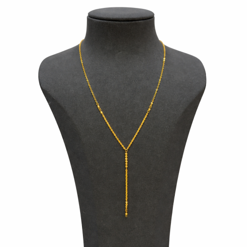 عقد ذهب عيار 21 وزن 2.4 جرام بتصميم طويل وتعليقة م...