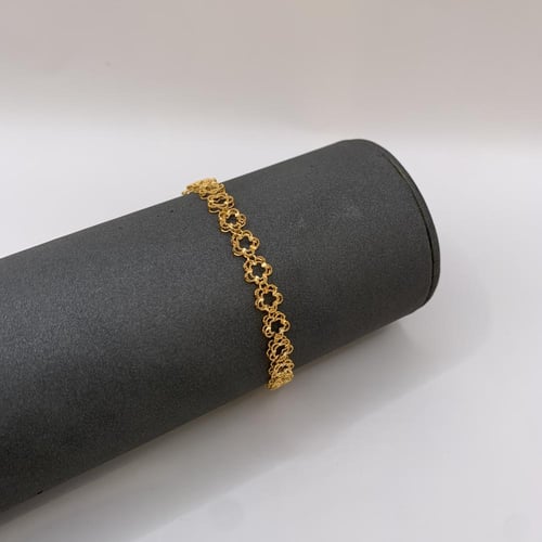 سوارة بحريني ذهب عيار 21 وزن 4.18 جرام بتصميم ورد...