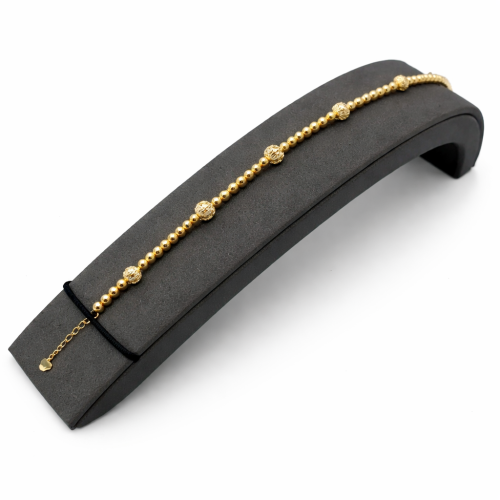 سوارة إيطالية ذهب عيار 18 بتصميم كرات لامعة ومنقوش...