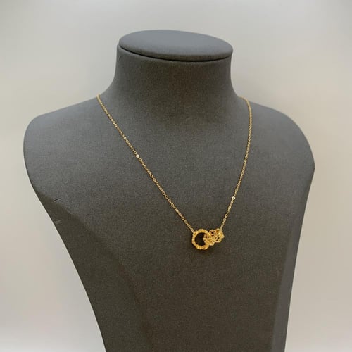 عقد ذهب عيار 21 وزن 2.82 جرام بتعليقة مزدوجة عصرية