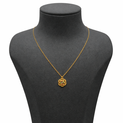 عقد بحريني ذهب عيار 21 وزن 1.39 جرام بقلادة ملونة...