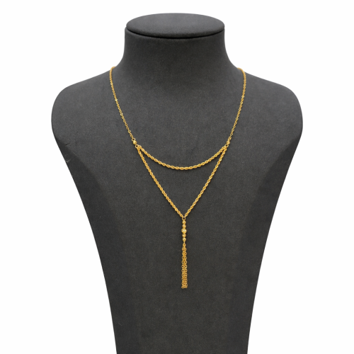 عقد ذهب عيار 21 وزن 2.5 جرام بتصميم طبقتين وتعليقة...