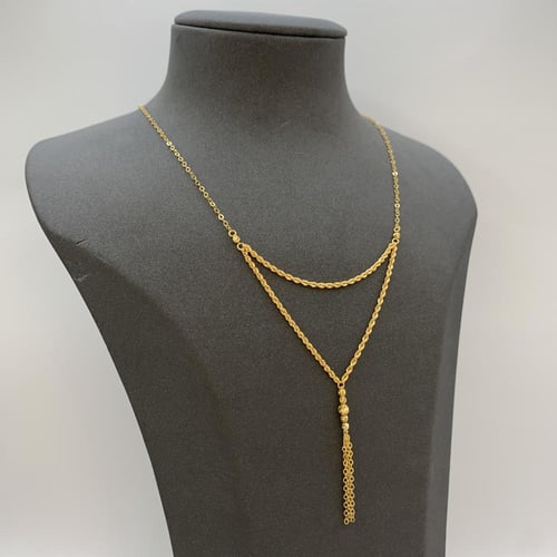 عقد ذهب عيار 21 وزن 2.5 جرام بتصميم طبقتين وتعليقة...