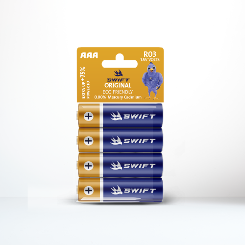 كارت بطارية سويفت AAA R03 1.5V صغير مكون من 4 بطار...