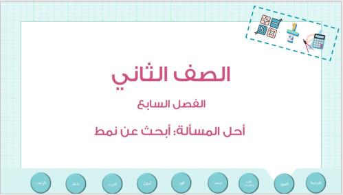 عرض بوربوينت لدرس أحل المسألة:أبحث عن نمط (الفصل ٧...