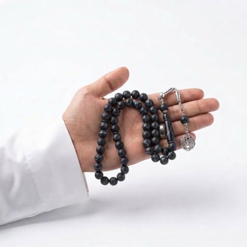 سبحة بكلايت - أسود مموج بالازرق