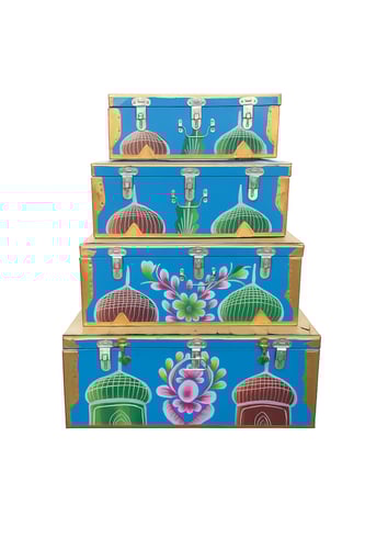 طقم 4حبات صناديق حديد تراثية ملوّنة يدويًا