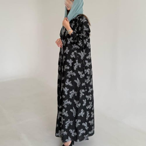 عباية بين الاسود والرمادي مشجرة بالكامل