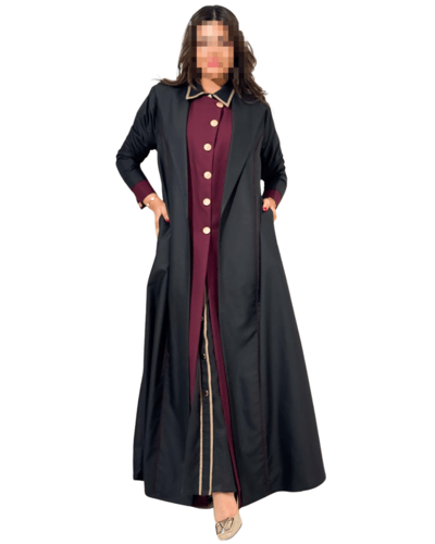 بليزر أسود مزين بديزاين من اللون العودي