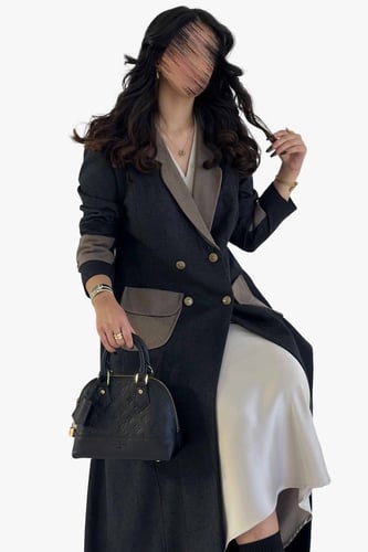 بليزر رسمي- رمادي غامق مزين بتدخيلات جملي