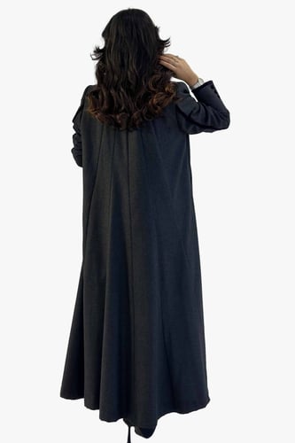 عباية كلوش عملية- رمادي غامق بحواف موف غامق