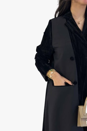 بليزر رسمي - أسود مخمل مزين بأسود سادة