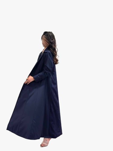 عبايه كلوش - لون كحلي بخامتين سادى ومشجر