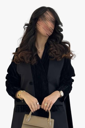 بليزر رسمي - أسود مخمل مزين بأسود سادة