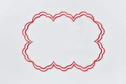 مفرش صحن بتطريز أحمر للأطراف ( Placemats)