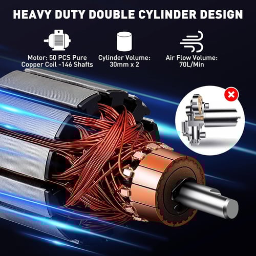 منفاخ هواء قوي للسيارة 2 بستم 12 فولت أصلي مع عدة