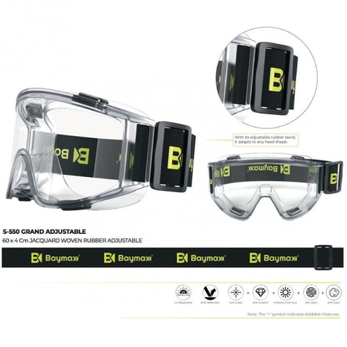 نظارات سلامة شفاف تركي BAYMAX S-550 - TRANSPARENT