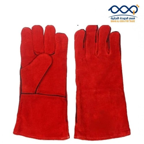 قفازات لحام طويل احمر زوج