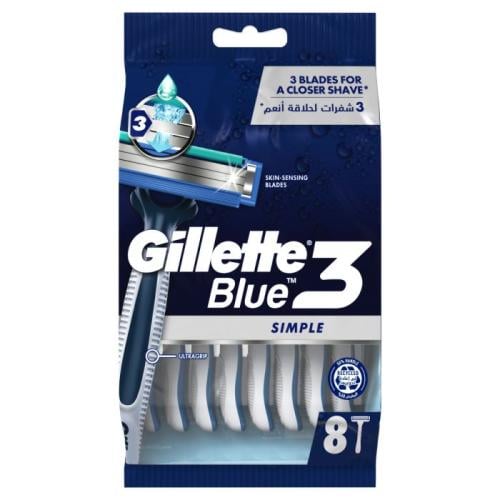 Gillette Blue 3 Simple Razor 8Pcs