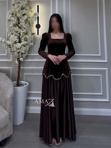 فستان ماكسي بني