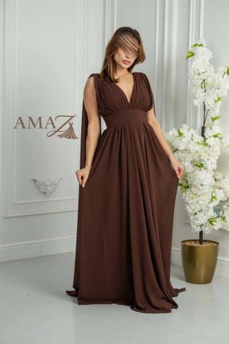 فستان شيفون بني