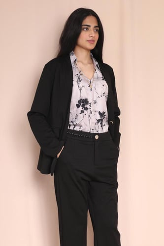 طقم رسمي 3 قطع (جاكيت، بلوزة، بنطلون) أسود