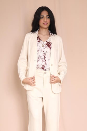 طقم نسائي 3 قطع - بليزر وبنطلون وبلوزة مطبوعة