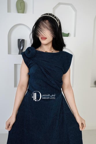 فستان ميدي بياقة مطوية ورباط للخصر