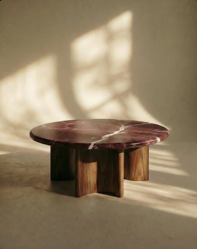 Table with burgundy surface