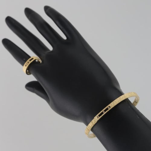 اسوارة و خاتم ذهب بنقش حرير مع فصوص لماعة ناعم - ع...