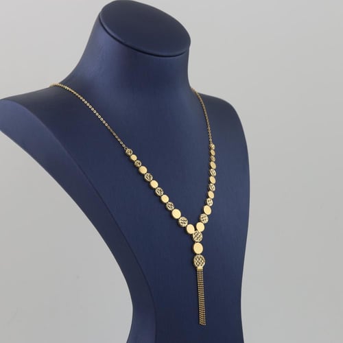 طقم ذهب دوائر لماع و مزخرف مع دلايات - عيار 21