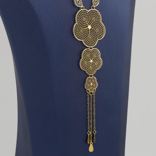 سبحة ذهب معين مع ورود مزخرفة - عيار 21